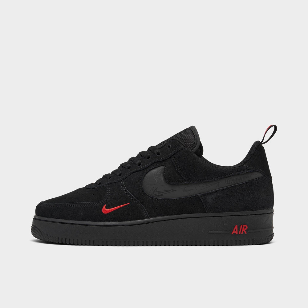 Men's Nike Air Force 1 '07 LV8 SE Reflective Swoosh Suede Casual Shoes - Black